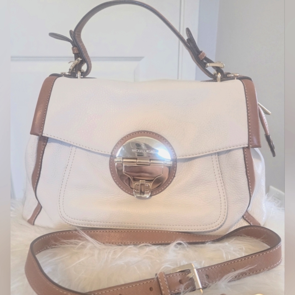 Michael Kors Vintage White and Brown Leather Handbag